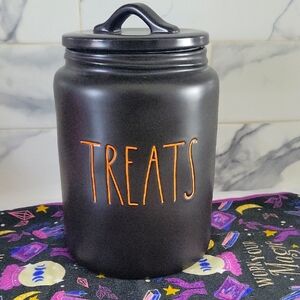 Black Treats Canister with Orange Lettering NEW